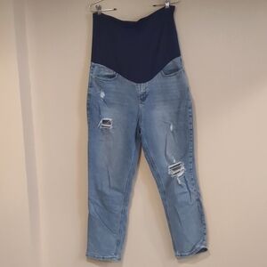 Pinkblush Maternity High Rise Distressed Boyfriend Jeans, Full Panel, Size 30